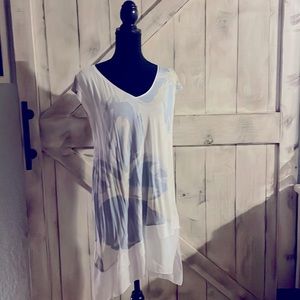 Long White and Gray Blouse